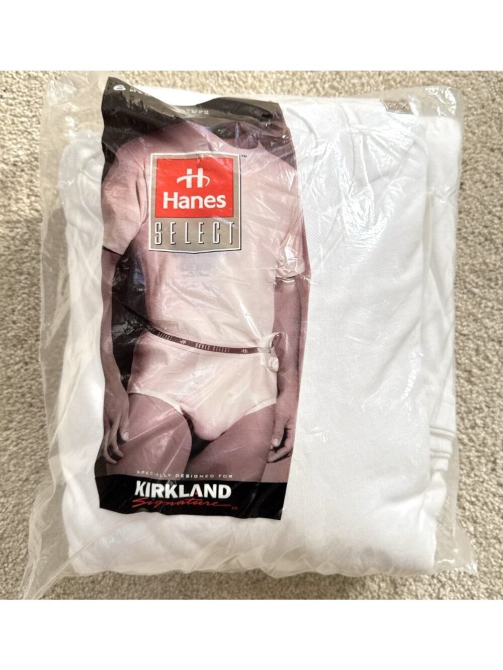 Vintage Hanes Select T-Shirts White 100% Cotton Sz 2XL  6 Pack  1997 Kirkland